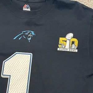 Carolina Panthers NFL SUPER BOWL SHIRT  NEWTON #1 Football Majestic Men's Size S